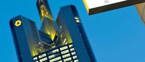 Düstere Stimmung. Die Commerzbank in Frankfurt am Main muss sich wohl auf eine Kapitallücke von rund fünf Milliarden Euro einstellen. Foto: dpa