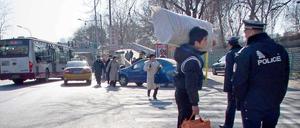 Das Gebäude der UN in China wurde am Menschenrechtstag von Sicherheitskräften weitgehend abgeriegelt.