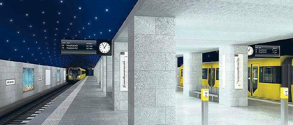 Mit Sternenhimmel. Ab dem Jahr 2019 sollen auf dem U-Bahnhof Museumsinsel die Züge halten. 