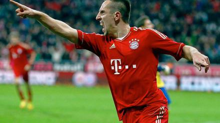 Franck Ribery krönte seine gute Leistung gegen Werder Bremen mit zwei Treffern.