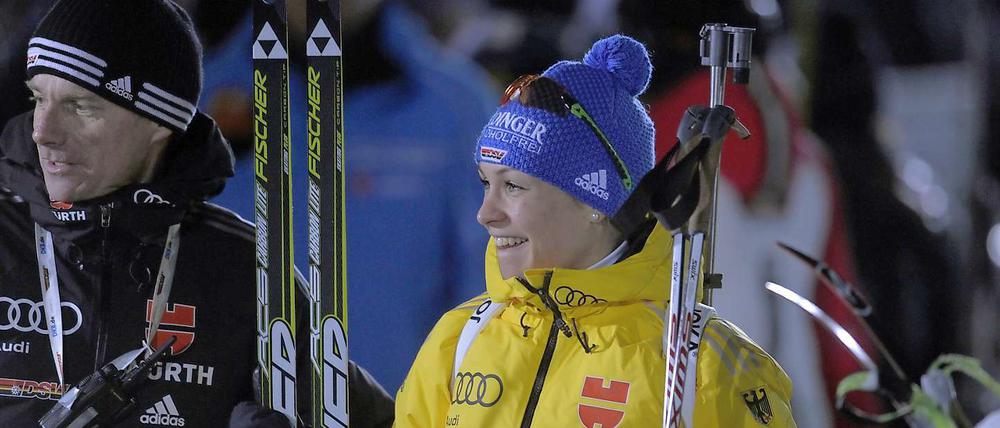 Glücklich über ihren Sieg: Magdalena Neuner