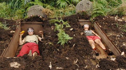 „Die bei #ibes müssen sich auch immer krankere Sachen ausdenken": Rocco Stark und Kim Debkowski absolvieren die Dschungelprüfung. 