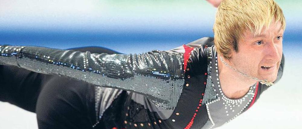 Qualen eines Kunstlaufstars. Jewgeni Pluschenko sah nach seiner Qualifikation für das finale EM -Turnier fix und fertig aus. Foto: dapd