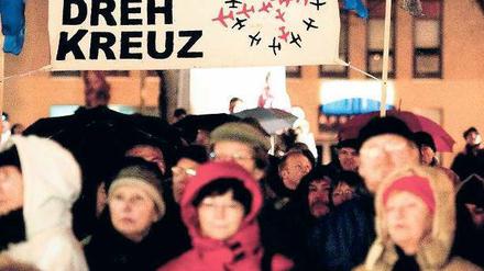 Spätschicht. Schon am Montag demonstrierten die Friedrichshagener – heute geht es weiter. 