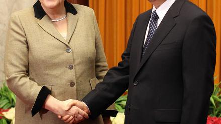 Kanzlerin Angela Merkel mit Wen Jiabao.