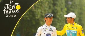 Wer ist hier der Sieger? Alberto Contador (r.) gilt ab sofort nicht mehr als Gewinner der Tour de France 2010, dieser Titel wird auf Andy Schleck übergehen. 