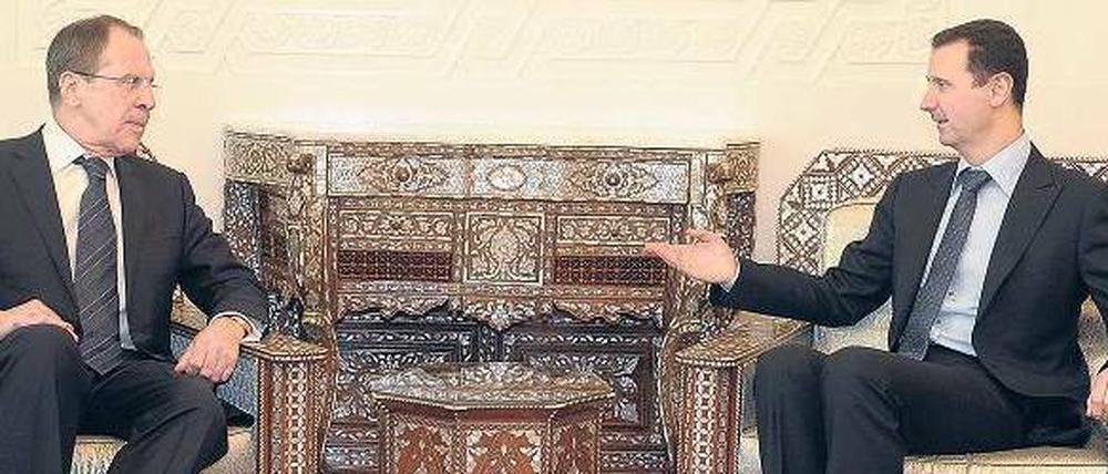 Vorerst gescheitert. Russlands Außenminister Sergej Lawrow hat noch Zugang zu Syriens Staatschef. Sein Einfluss auf Baschar al Assad scheint aber begrenzt.