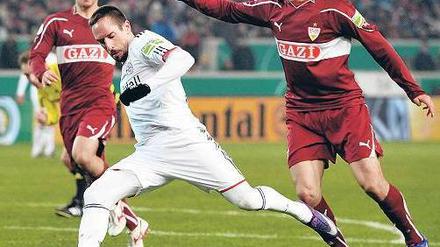 Auf den Weg gebracht. Franck Ribéry traf zum 1:0 für die Bayern. Foto: AFP