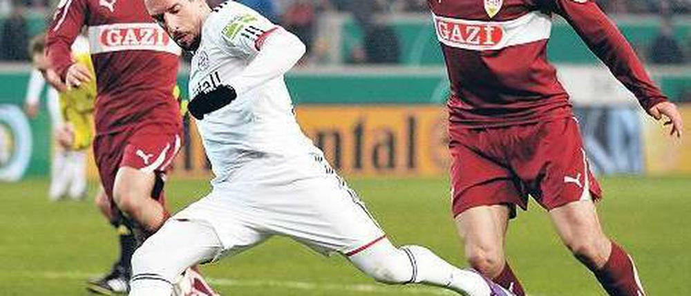 Auf den Weg gebracht. Franck Ribéry traf zum 1:0 für die Bayern. Foto: AFP