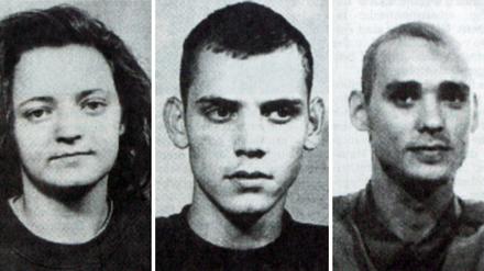 Fahndungsbilder von Beate Zschäpe (v.l.), Uwe Böhnhardt und Uwe Mundlos.