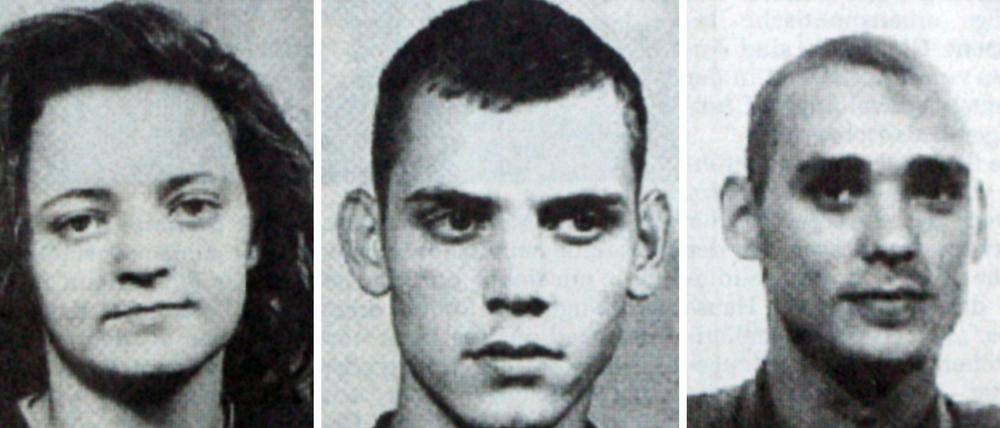 Fahndungsbilder von Beate Zschäpe (v.l.), Uwe Böhnhardt und Uwe Mundlos.