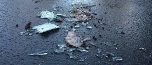 Haufenweise Scherben lagen am 3. März nicht zum ersten Mal auf dem Radstreifen der Köpenicker Straße, teils auch über die volle Breite des Radstreifens verteilt. 