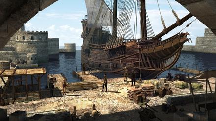Verheißt nichts Gutes: das Schiff der Inquisitoren im Hafen von Barcelona.