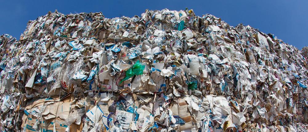 Gepresste Altpapierblöcke.