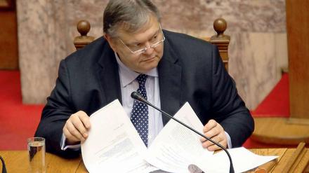 Griechenlands Finanzminister Venizelos im Parlament