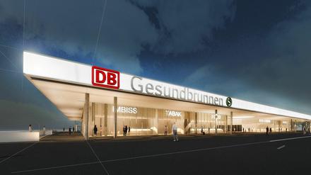 So soll’s aussehen. Der Bahnhof Gesundbrunnen, Deutschlands einziger ICE-Halt ohne Empfangshalle, erhält ein Gebäude. 