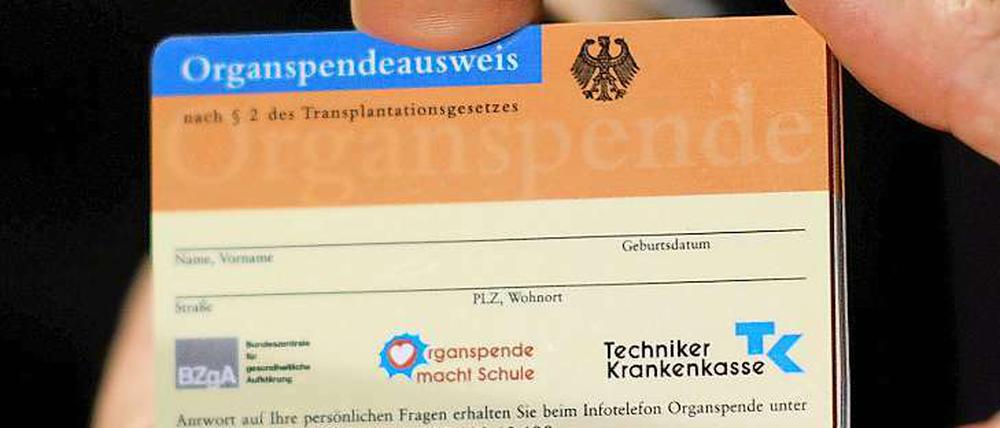 Der Organspendeausweis hat vielleicht bald ausgesorgt. 