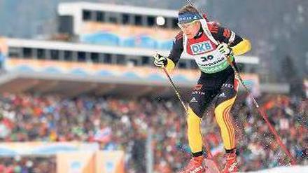 Mit letzter Kraft. Andreas Birnbacher verpasste seine zweite Bronzemedaille in Ruhpolding nur um 0,8 Sekunden.