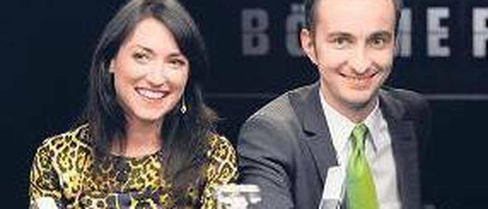Lachnummer. Charlotte Roche und Jan Böhmermann üben Nicht-Talk. Foto: ZDFkultur
