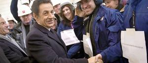 Nicolas Sarkozy im Wahlkampf: Hier im Atomkraftwerk Fessenheim.