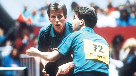 Großer Augenblick. Jörg Roßkopf (links) und Steffen Fetzner gewinnen 1989 den WM-Titel.