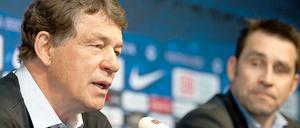 Finstere Minen bei Otto Rehhagel und Michael Preetz vor dem wichtigen Spiel gegen Kaiserslautern.