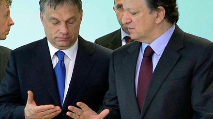 Annäherung. Ungarns Regierungschef Viktor Orban (links) und EU-Kommissionspräsident José Manuel Barroso.