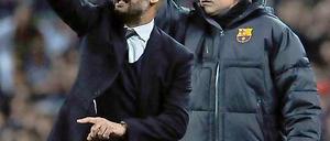 Vorgänger und Nachfolger: Erfolgstrainer Pep Guardiola (l.) verlässt die Katalanen nach vier erfolgreichen Jahren am Ende der Saison. Sein aktueller Co-Trainer Francesc „Tito“ Vilanova (r.) übernimmt das Amt als Cheftrainer ab der kommenden Spielzeit.