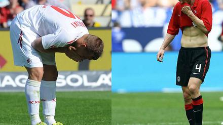 Krise ohne Ende. Lukas Podolski (1.FC Köln, links) und Roman Hubnik (Hertha BSC). 