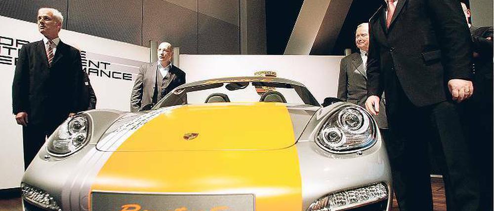 Subventionierter Flitzer. Für die Umrüstung von drei Porsche mit je zwei Elektromotoren gab es 3,7 Millionen Euro Förderung. Foto: dapd