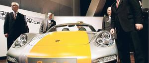 Subventionierter Flitzer. Für die Umrüstung von drei Porsche mit je zwei Elektromotoren gab es 3,7 Millionen Euro Förderung. Foto: dapd