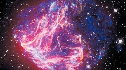 Teilchenschleuder. Supernovae, hier die Reste einer Sternenexplosion in der Großen Magellanschen Wolke, gelten als eine von mehreren Quellen kosmischer Strahlung. 