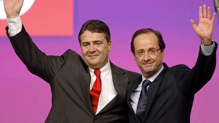 SPD-Chef Gabriel und der französische Präsidentschaftskandidat Hollande