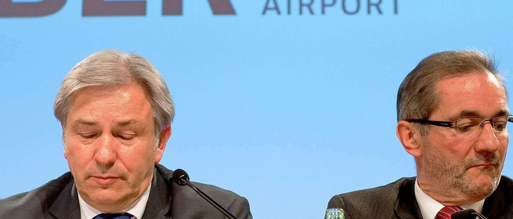 Bedröppelte Gesichter: Der Regierende Bürgermeister Klaus Wowereit und Brandenburgs Ministerpräsident Matthias Platzeck. 