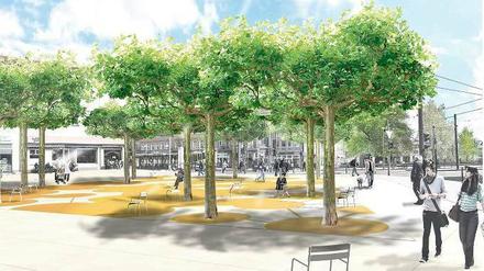 Der Bodenbelag könnte durch eine sogenannte "wassergebundene Wegdecke" ersetzt werden. Die werden oft auf Parkwegen verwendet. Durch Pigmentierung lassen sich Muster erzeugen. 