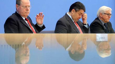 (Von links) Peer Steinbrück , Sigmar Gabriel, Frank-Walter Steinmeier