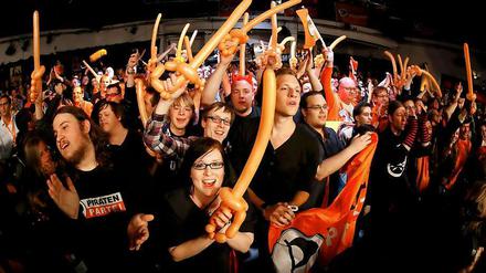 So jubelten die Piraten in NRW als das Wahlergebnis verkündet wurde.