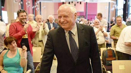 Oskar Lafontaine am Sonntag auf einer Strategiekonferenz.