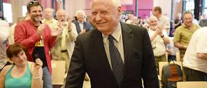 Oskar Lafontaine am Sonntag auf einer Strategiekonferenz.