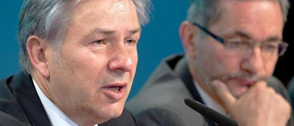 Von ihnen wird Auskunft zu den Kosten des BER-Debakels erwartet: Berlins Regierender Bürgermeister Klaus Wowereit und Brandenburgs Ministerpräsident Matthias Platzeck (beide SPD)