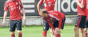 München liegt nicht in Südfrankreich. Toni Kroos, Manuel Neuer, Jerome Boateng und Mario Gomez (von links) reisen erst in ein paar Tagen zur Nationalmannschaft. Foto: AFP