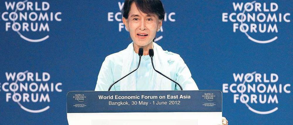 Stimme des Volkes. Die Friedensnobelpreisträgerin Suu Kyi bei ihrer ersten Auslandsreise seit 1988.