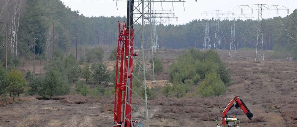 Kein schöner Anblick: Wie hier in Brandenburg in der Nähe von Fürstenberg fressen Stromtrassen oft Schneisen in die Landschaft.