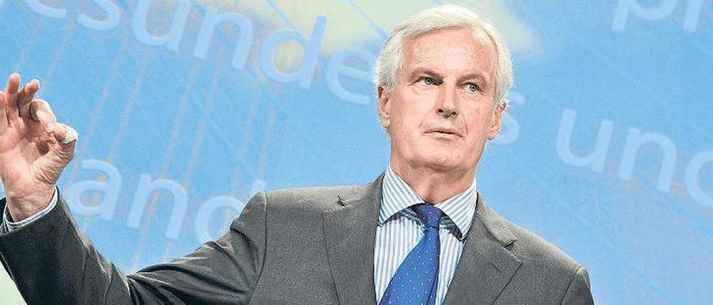 Fernziel. EU-Binnenmarktkommissar Michel Barnier stellte am Mittwoch einen Gesetzentwurf vor, mit dem die EU-Kommission einer europäischen Bankenunion näherkommen will. Foto: AFP