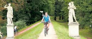 Hübsch flankiert. Der Fürst-Franz-Radweg in Sachsen-Anhalt führt zu den schönsten Plätzen im Gartenreich Dessau-Wörlitz.
