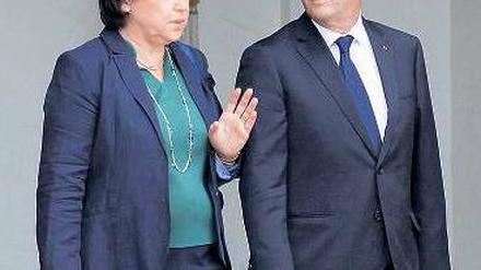 Auf der Siegerstraße. Präsident François Hollande und die Parteichefin der Sozialisten, Martine Aubry.