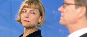 Kroatiens Außenministerin Vesna Pusic - hier am Freitag in Berlin bei einer gemeinsamen Pressekonferenz mit ihrem deutschen Amtskollegen Guido Westerwelle.