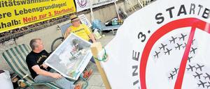 Occupy Staatskanzlei. Direkt vor dem Amtssitz von Ministerpräsident Horst Seehofer kampieren derzeit die Startbahngegner. Der CSU-Chef hatte angekündigt, an dem Projekt selbst dann festzuhalten, wenn bei dem Bürgerentscheid eine Mehrheit den Ausbau des Flughafens ablehnen sollte. Foto: dpa
