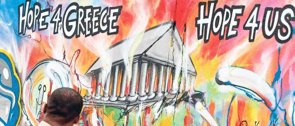 Die Hoffnung der Anderen. Der Ausgang des Urnengangs in Athen entscheidet womöglich auch über die Zukunft der anderen Euro-Krisenländer, wie dieses Graffiti in Lissabon deutlich macht. 