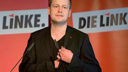 Der Berliner Linken-Chef Klaus Lederer beim Landesparteitag